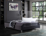 Meridian Furniture - Ghost Velvet Queen Bed In Grey - Ghostgrey-Q