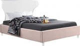 Meridian Furniture - Ghost Velvet Queen Bed In Pink - Ghostpink-Q