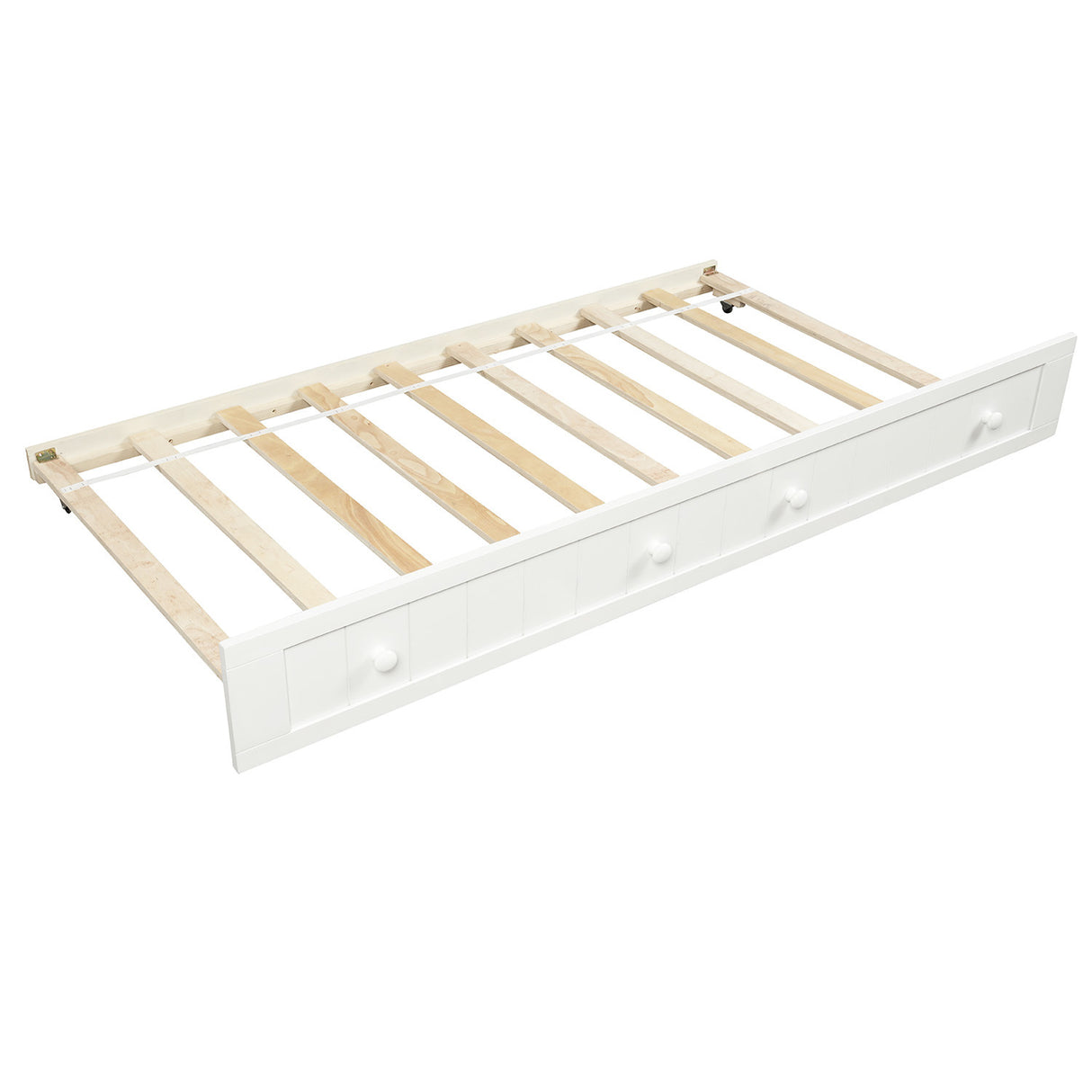 Twin Wooden Daybed with Trundle Bed, Sofa Bed for Bedroom Living Room,White - Home Elegance USA