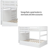 Full Over Full Bunk Bed with Twin Size Trundle (White) - Home Elegance USA