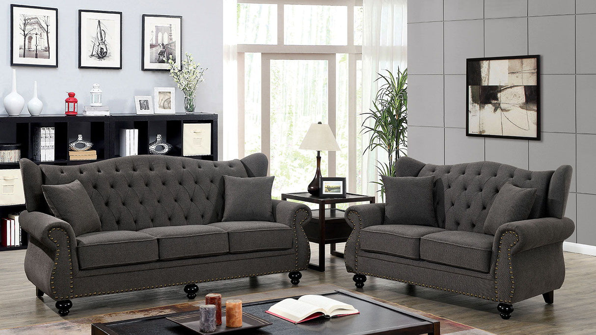 Ewloe - Sofa & Loveseat - Dark Gray - Home Elegance USA