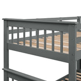 Stairway Twin-Over-Full Bunk Bed with Storage and Guard Rail for Bedroom, Gray color(OLD SKU :LP000019AAE) - Home Elegance USA