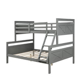 Twin over Full Bunk Bed with ladder, Safety Guardrail, Perfect for Bedroom, Gray - Home Elegance USA