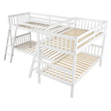 L-Shaped Bunk Bed with Ladder,Twin Size-Gray(OLD SKU :LP000020AAK) - Home Elegance USA