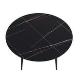 59.05"Modern man - made stone round black metal dining table - position for 6 people - W1535S00248 - image - 7