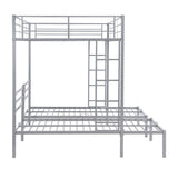 Full over Twin&Twin Size Bunk Bed with Built-in Shelf, Silver - Home Elegance USA