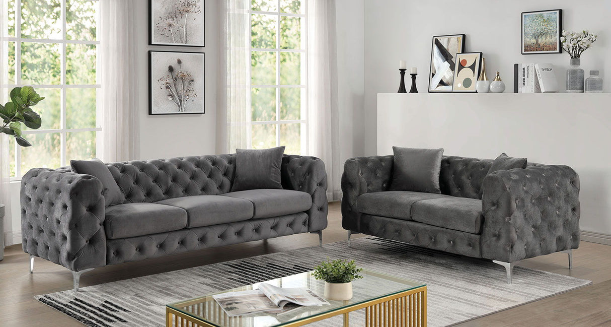 Sapphira - Sofa & Loveseat - Dark Gray - Home Elegance USA