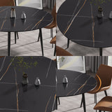 59.05"Modern man - made stone round black metal dining table - position for 6 people - W1535S00248 - image - 3