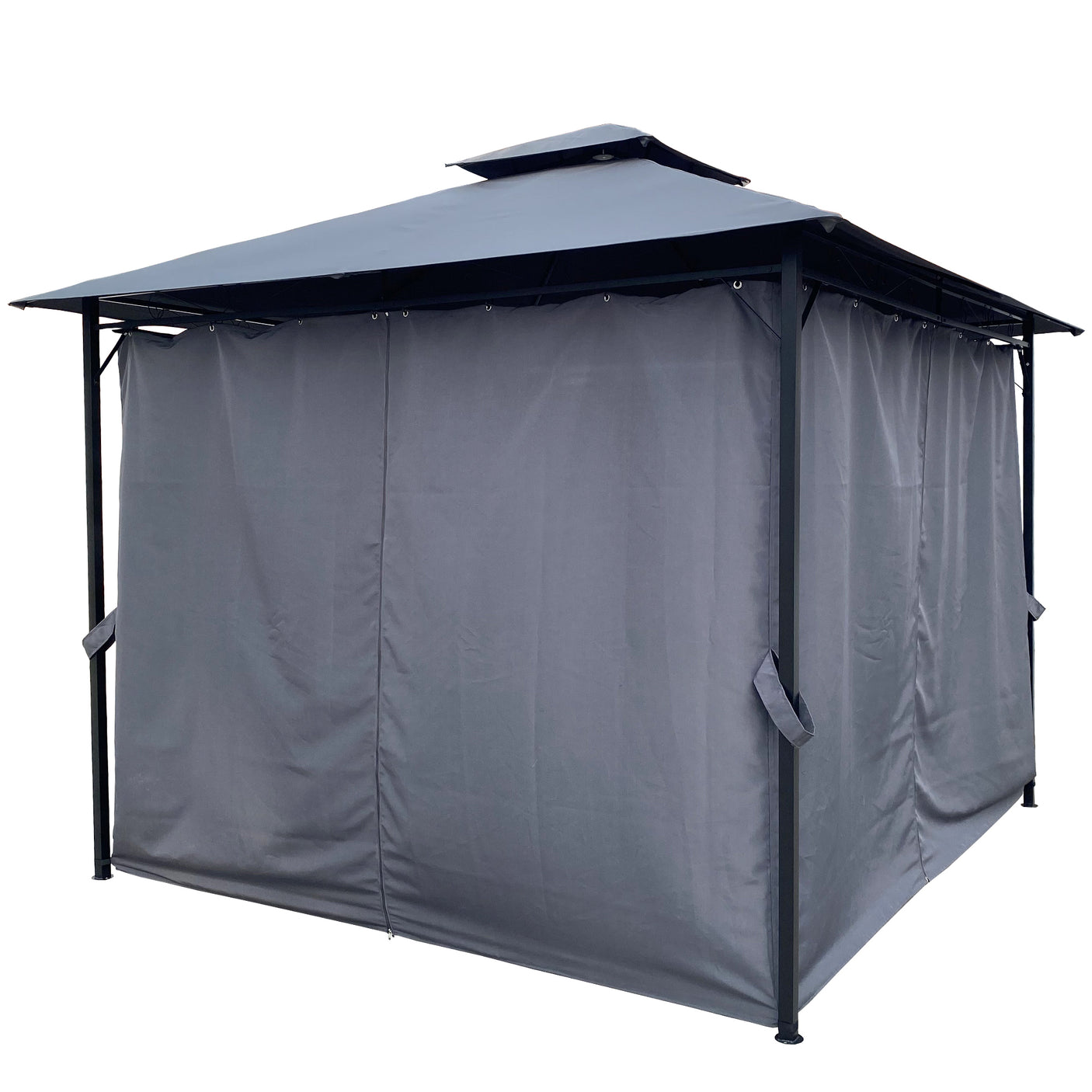 10x10 Ft Outdoor Patio Garden Gazebo Tent, Outdoor Shading, Gazebo Canopy With Curtains,Gray