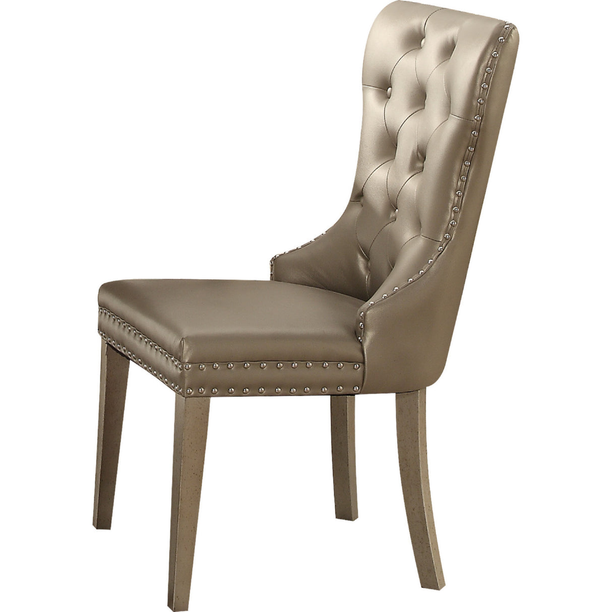 ACME Kacela Side Chair (Set-2) in PU & Champagne 72157 - Home Elegance USA