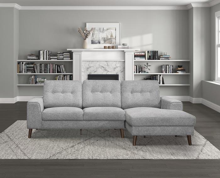 Alexia 2 Piece Sectional With Right Chaise In Gray 9300Gy*Sc | Homelegance | Home Elegance USA