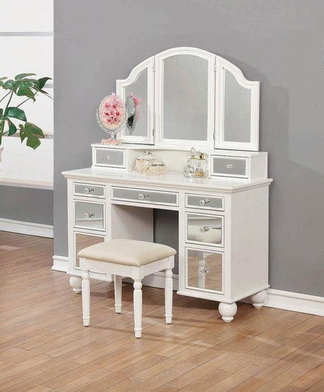 Coaster Furniture - Vanity Set In White-Tan - 930133