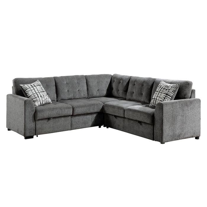 Homelegance - Lanning 3-Piece Sectional With Pull-Out Bed And Pull-Out Ottoman In Gray - 9311Gy*Sc