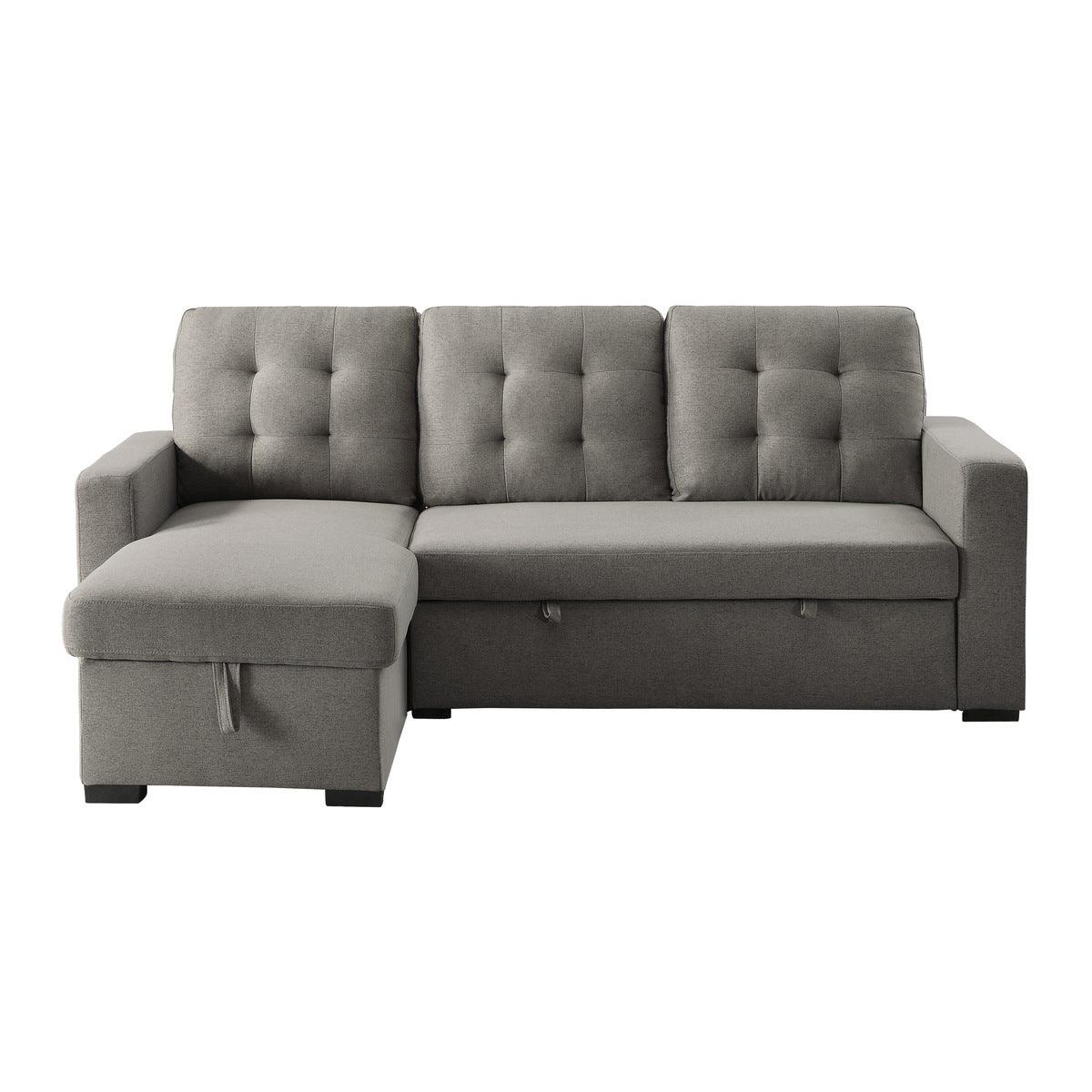 Cornish 2 Piece Reversible Sectional With Pull - Out Bed And Hidden Storage In Gray 9314Gy*Sc | Home Elegance USA
