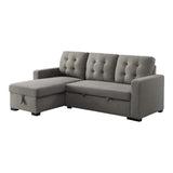 Cornish 2 Piece Reversible Sectional With Pull - Out Bed And Hidden Storage In Gray 9314Gy*Sc | Home Elegance USA