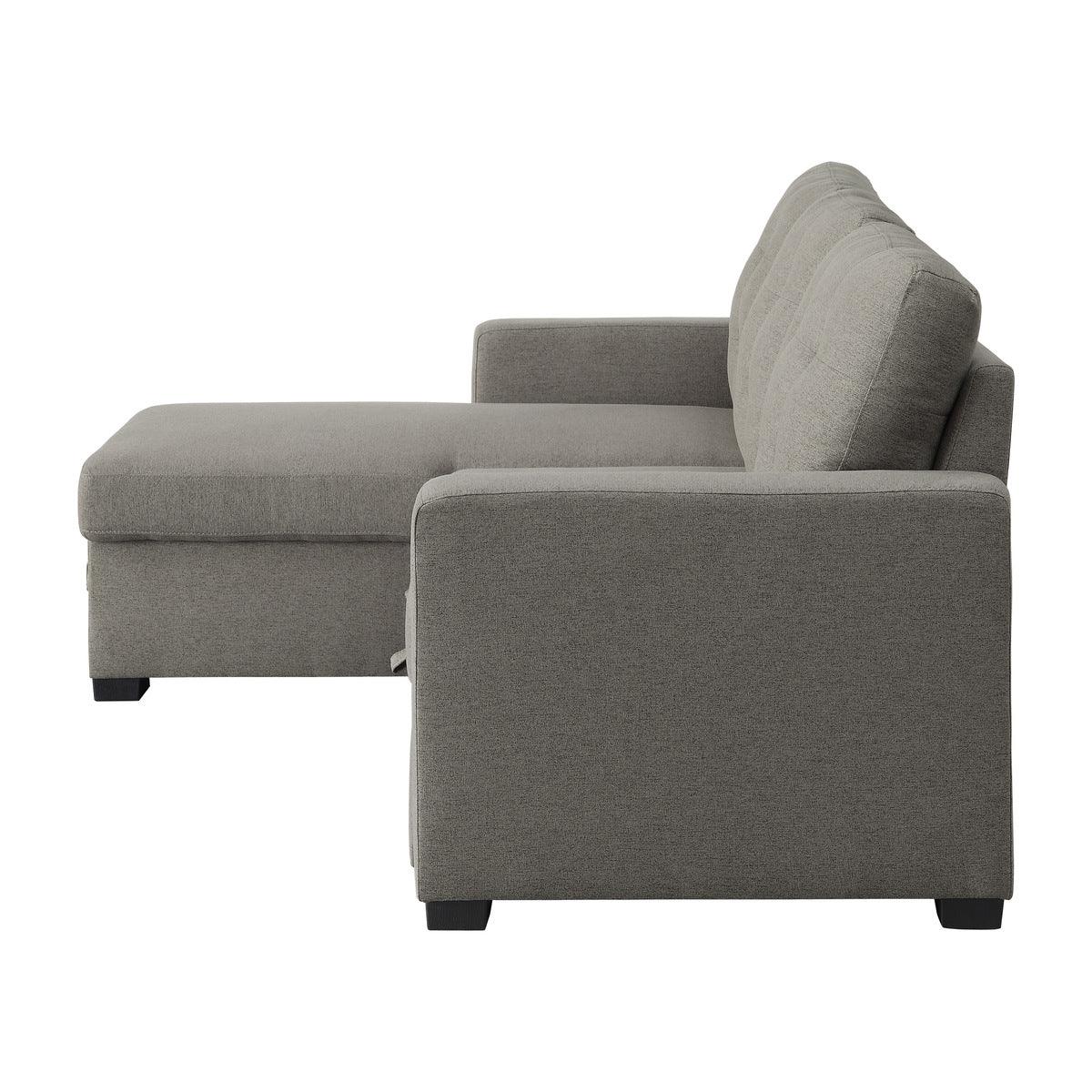 Cornish 2 Piece Reversible Sectional With Pull - Out Bed And Hidden Storage In Gray 9314Gy*Sc | Home Elegance USA