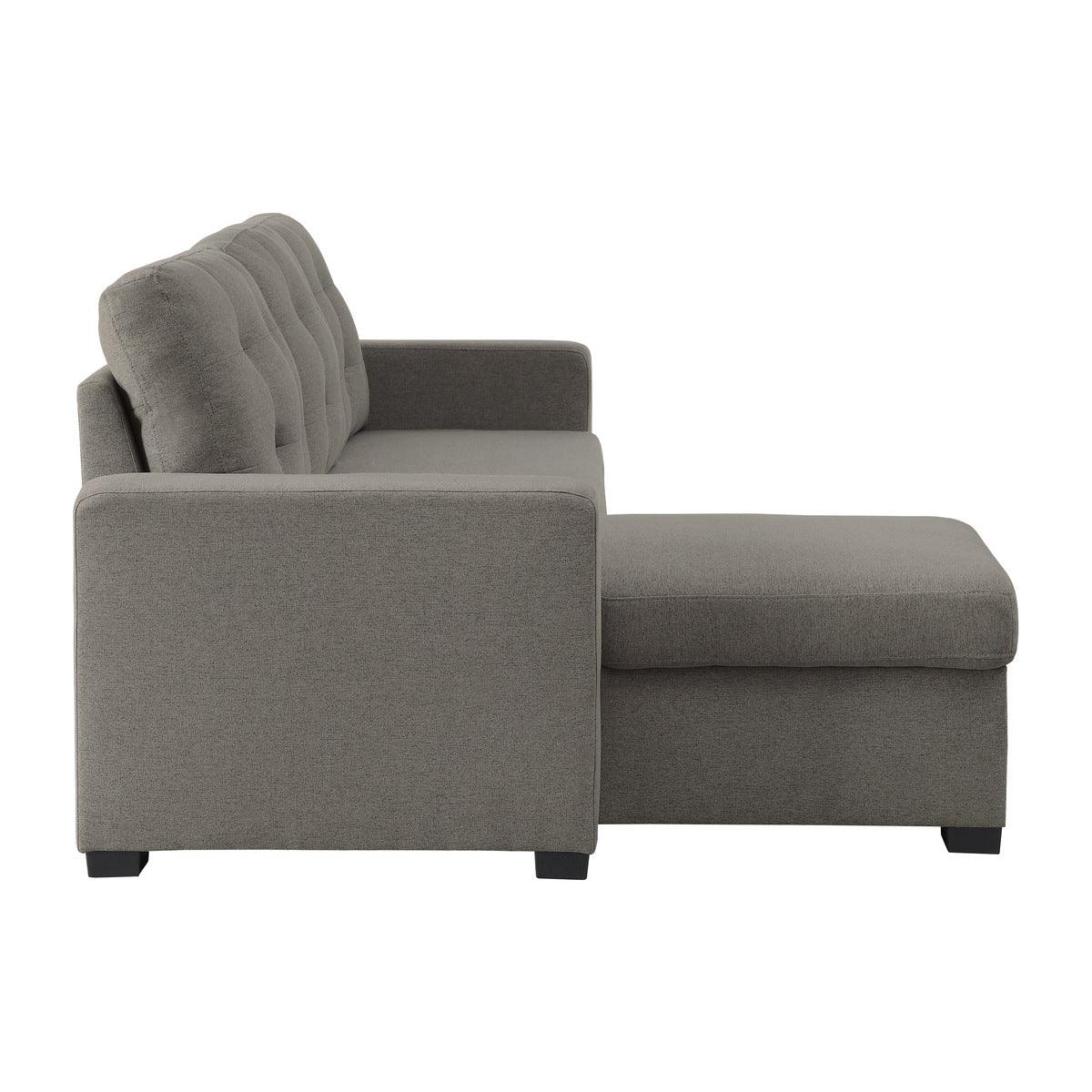 Cornish 2 Piece Reversible Sectional With Pull - Out Bed And Hidden Storage In Gray 9314Gy*Sc | Home Elegance USA