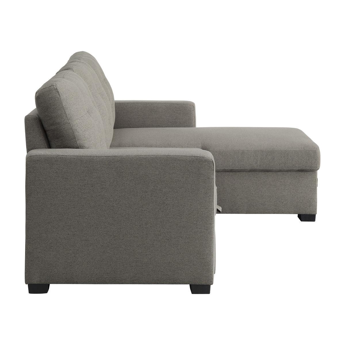 Cornish 2 Piece Reversible Sectional With Pull - Out Bed And Hidden Storage In Gray 9314Gy*Sc | Home Elegance USA