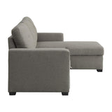Cornish 2 Piece Reversible Sectional With Pull - Out Bed And Hidden Storage In Gray 9314Gy*Sc | Home Elegance USA