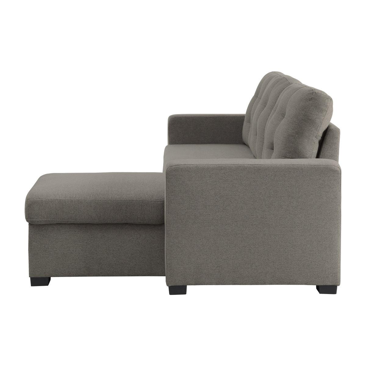 Cornish 2 Piece Reversible Sectional With Pull - Out Bed And Hidden Storage In Gray 9314Gy*Sc | Home Elegance USA
