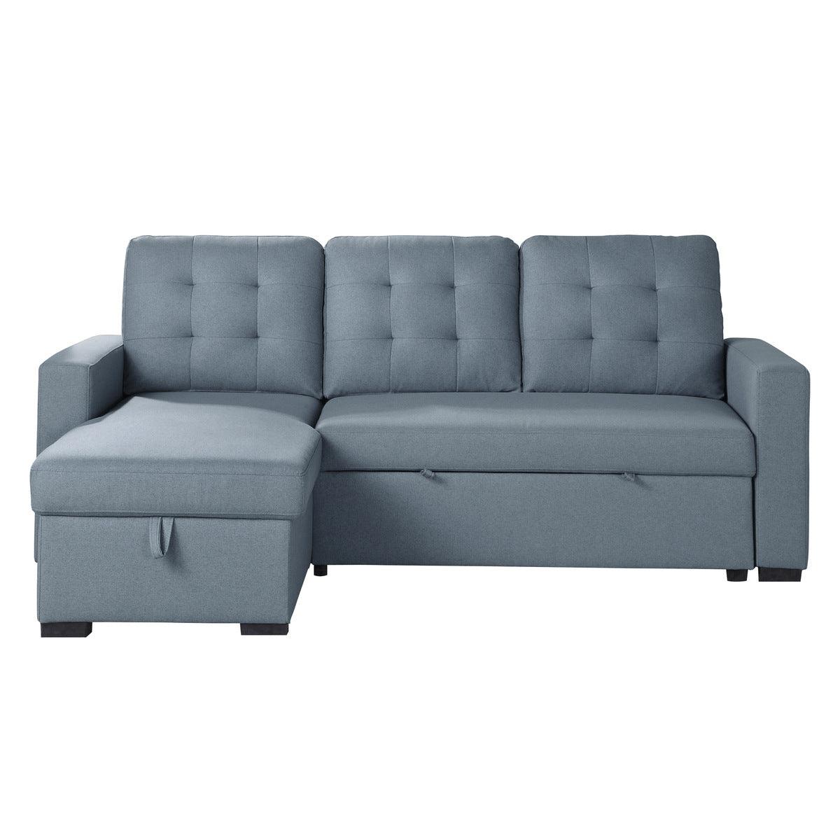 Cornish 2 Piece Reversible Sectional With Pull - Out Bed And Hidden Storage In Blue | Homelegance | Home Elegance USA