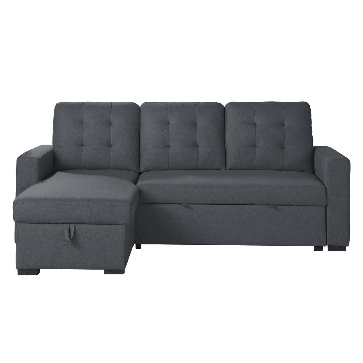 Cornish 2 Piece Reversible Sectional With Pull - Out Bed And Hidden Storage In Charcoal | Homelegance | Home Elegance USA