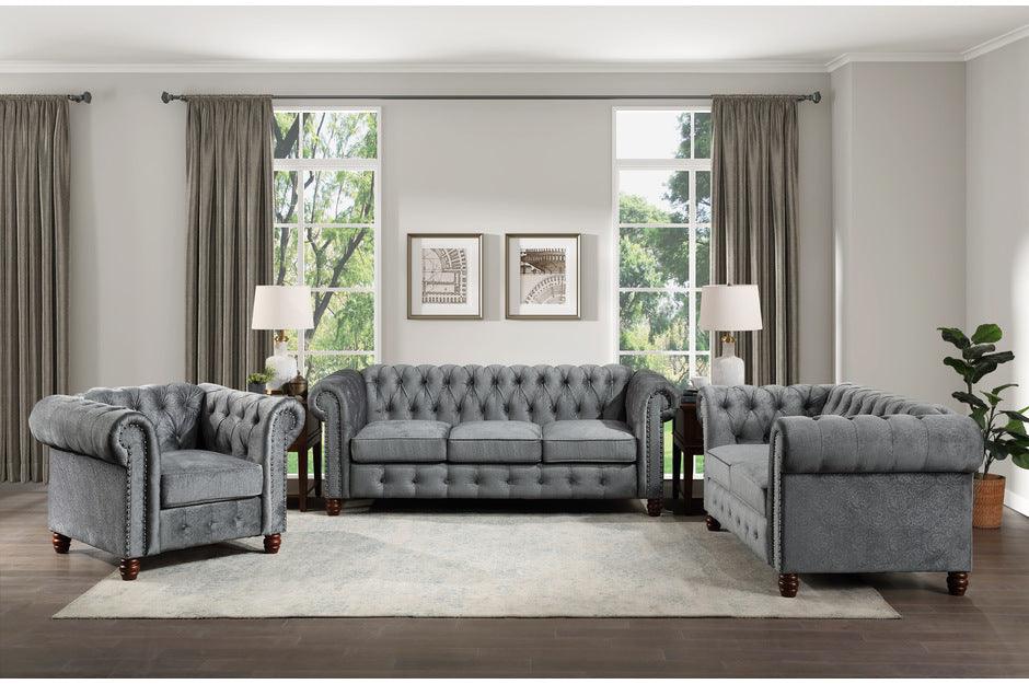 Homelegance - Welwyn 3 Piece Sofa Set In Dark Gray - 9326Dg-3-2-1