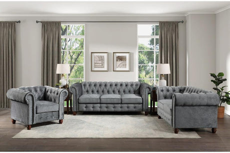 Homelegance - Welwyn 3 Piece Sofa Set In Dark Gray - 9326Dg-3-2-1