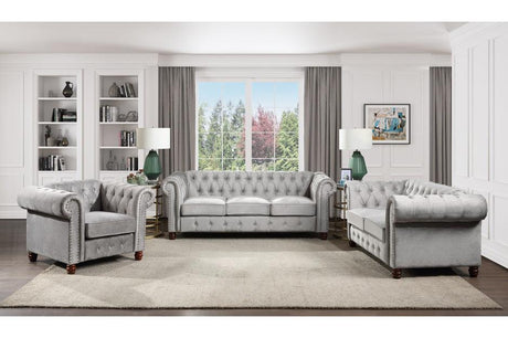 Homelegance - Welwyn 3 Piece Sofa Set In Gray - 9326Gy-3-2-1