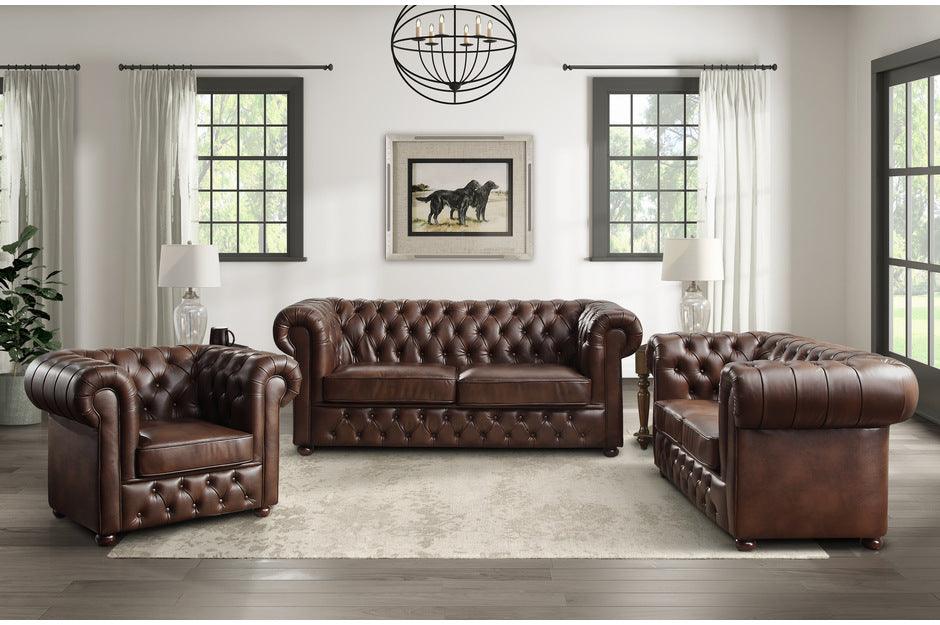 Homelegance - Tiverton 3 Piece Living Room Set In Brown - 9335Brw-3-2-1