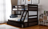 Twin over Full Bunk Bed with Storage - Espresso(OLD SKU :LP000022AAP) - Home Elegance USA