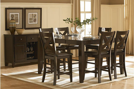 Homelegance - Crown Point 7 Piece Counter Height Table Set In Warm Merlot - 1372-36-7Set