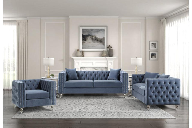 Homelegance - Orina 3 Piece Living Room Set In Blue - 9349Dbu-3-2-1