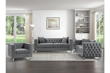 Homelegance - Orina 3 Piece Living Room Set In Gray - 9349Gry-3-2-1