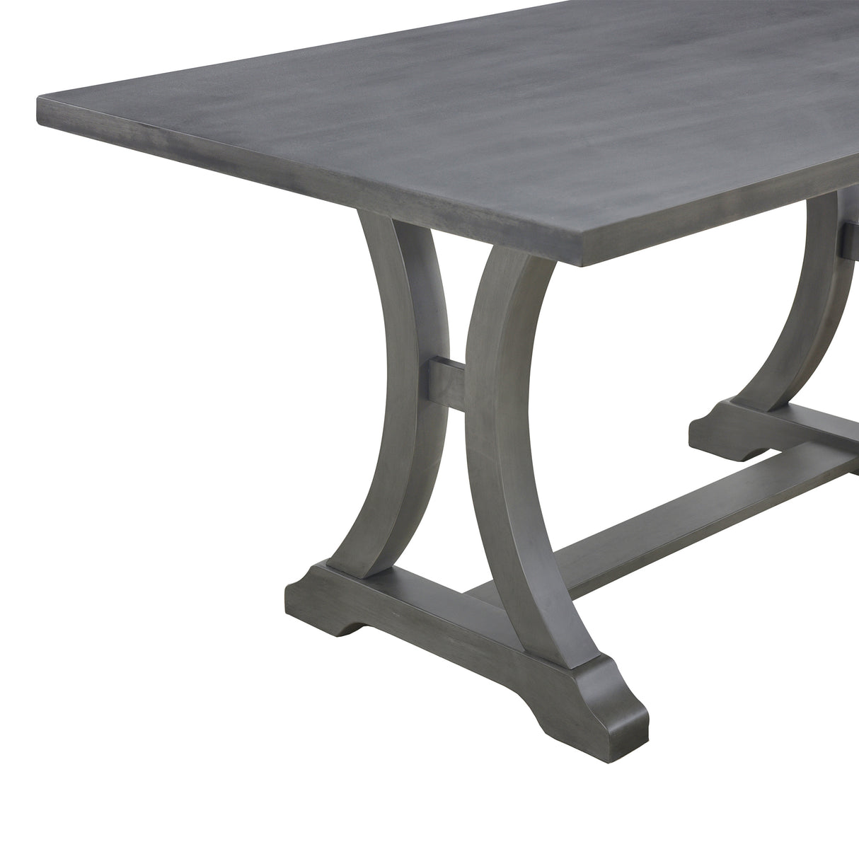 TREXM 6-Piece Farmhouse Dining Table Set, Rectangular Trestle Table and 4 Upholstered Chairs & Bench for Dining Room (Antique Gray) - Home Elegance USA