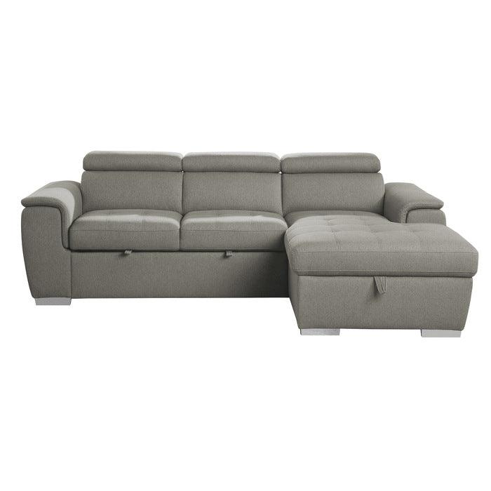 Berel 2 - Piece Sectional With Pull - Out Bed And Adjustable Headrests In Brown 9355Br*22Lrc | Home Elegance USA