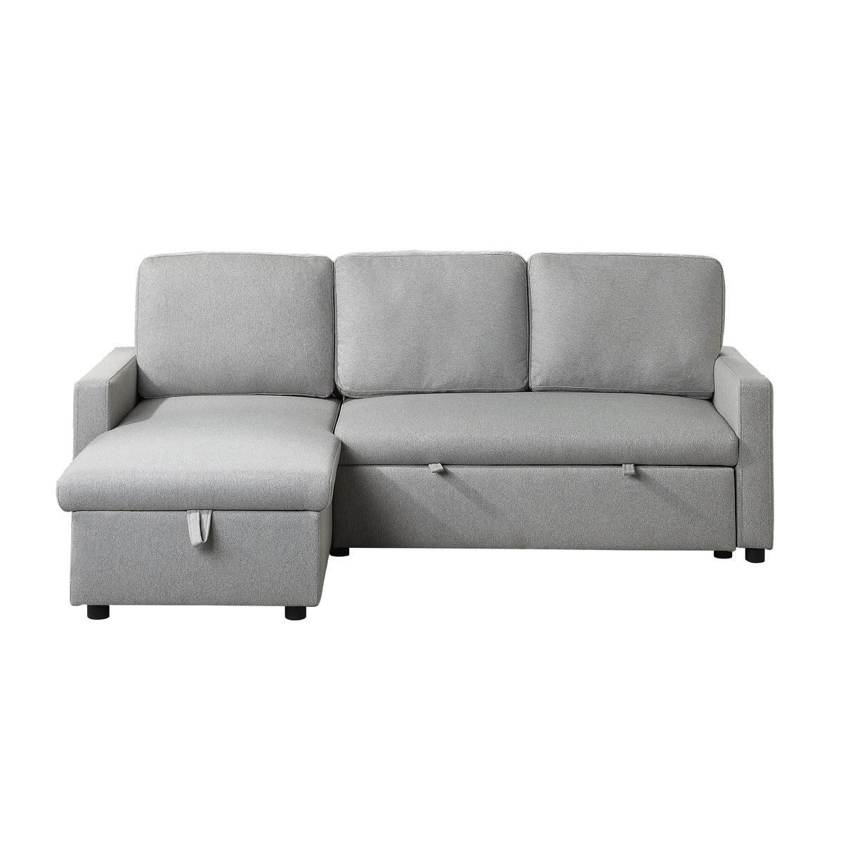 Brandolyn 2 Piece Reversible Sectional With Pull - Out Bed And Hidden Storage In Light Gray | Homelegance | Home Elegance USA