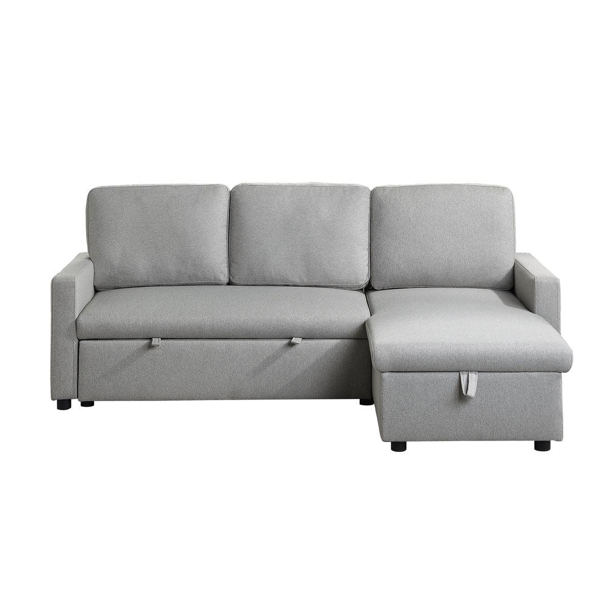 Brandolyn 2 Piece Reversible Sectional With Pull - Out Bed And Hidden Storage In Light Gray | Homelegance | Home Elegance USA