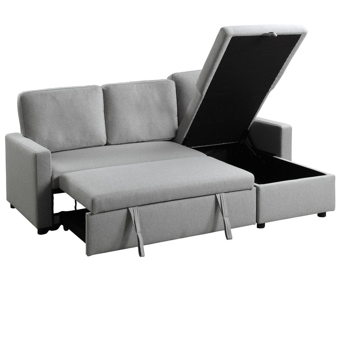 Brandolyn 2 Piece Reversible Sectional With Pull - Out Bed And Hidden Storage In Light Gray | Homelegance | Home Elegance USA