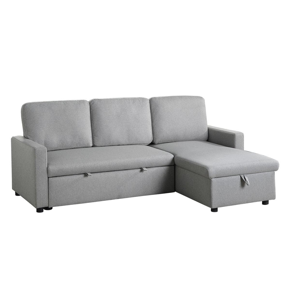 Brandolyn 2 Piece Reversible Sectional With Pull - Out Bed And Hidden Storage In Light Gray | Homelegance | Home Elegance USA