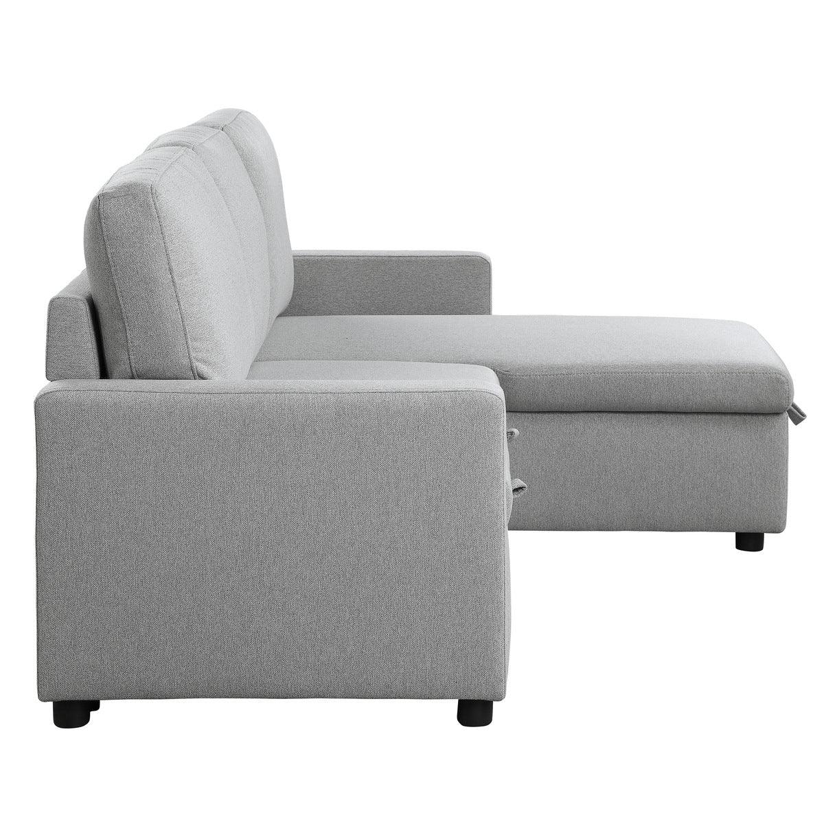 Brandolyn 2 Piece Reversible Sectional With Pull - Out Bed And Hidden Storage In Light Gray | Homelegance | Home Elegance USA