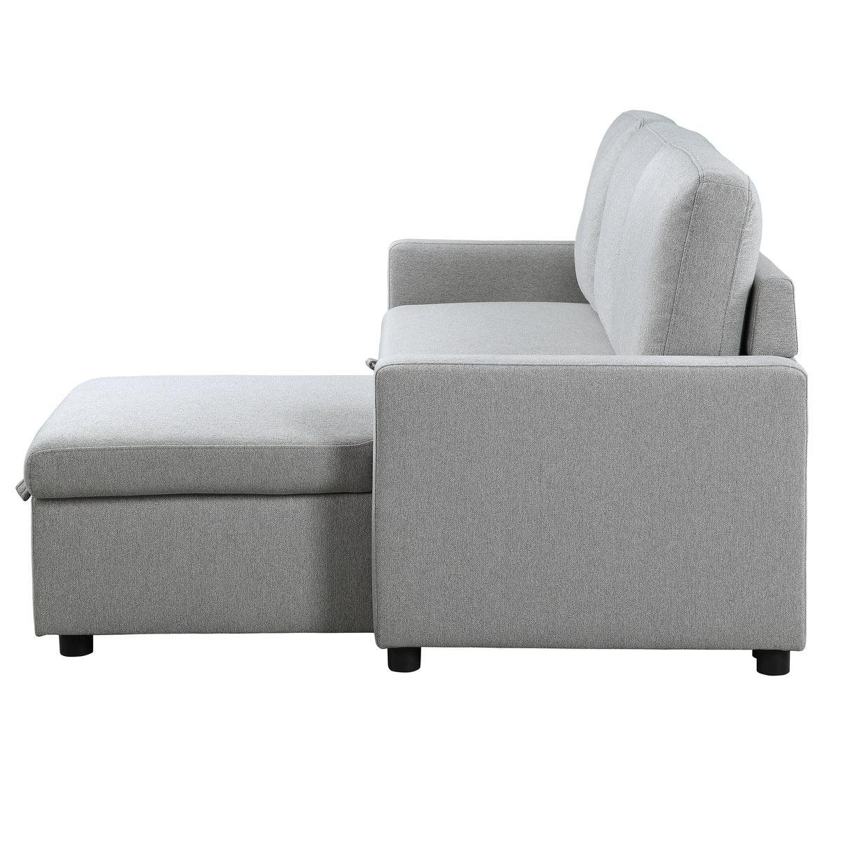 Brandolyn 2 Piece Reversible Sectional With Pull - Out Bed And Hidden Storage In Light Gray | Homelegance | Home Elegance USA