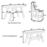 TOPMAX 6-Piece Wood Counter Height Dining Table Set with Storage Shelf, Kitchen Table Set with Bench and 4 Chairs,Rustic Style,Espresso+Beige Cushion - Home Elegance USA