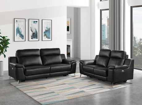 Antonio 2 Piece Reclining Sofa Set In Black 9360Blk*2Pw | Homelegance | Home Elegance USA