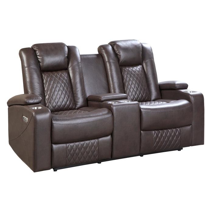 Caelan 2 Piece Power Reclining Sofa Set In Dark Brown 9366Db*2Pwh | Homelegance | Home Elegance USA