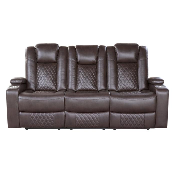 Caelan 2 Piece Power Reclining Sofa Set In Dark Brown 9366Db*2Pwh | Homelegance | Home Elegance USA