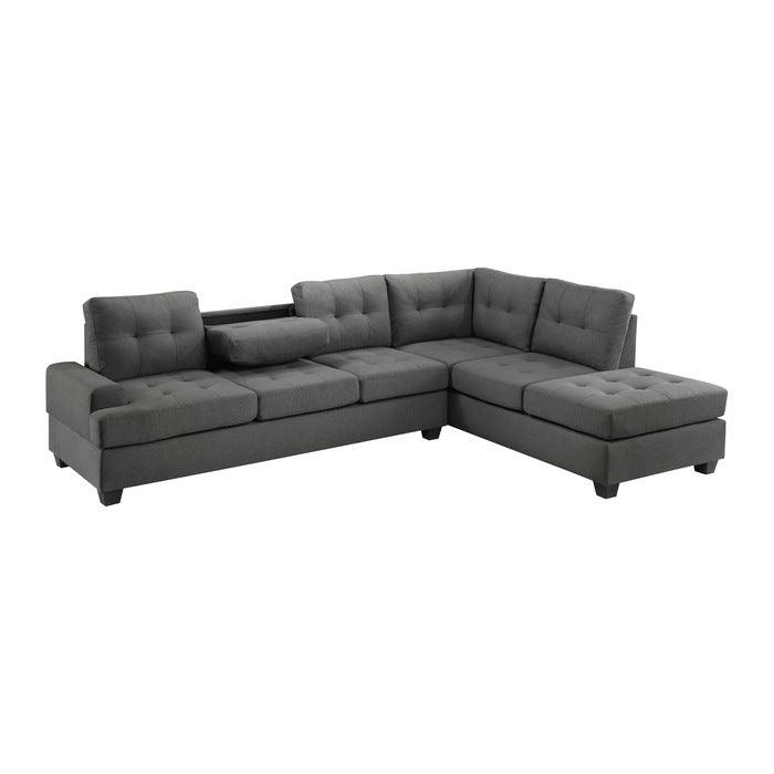 Homelegance - Dunstan 2-Piece Reversible Sectional With Chaise In Dark Gray - 9367Dg*Sc