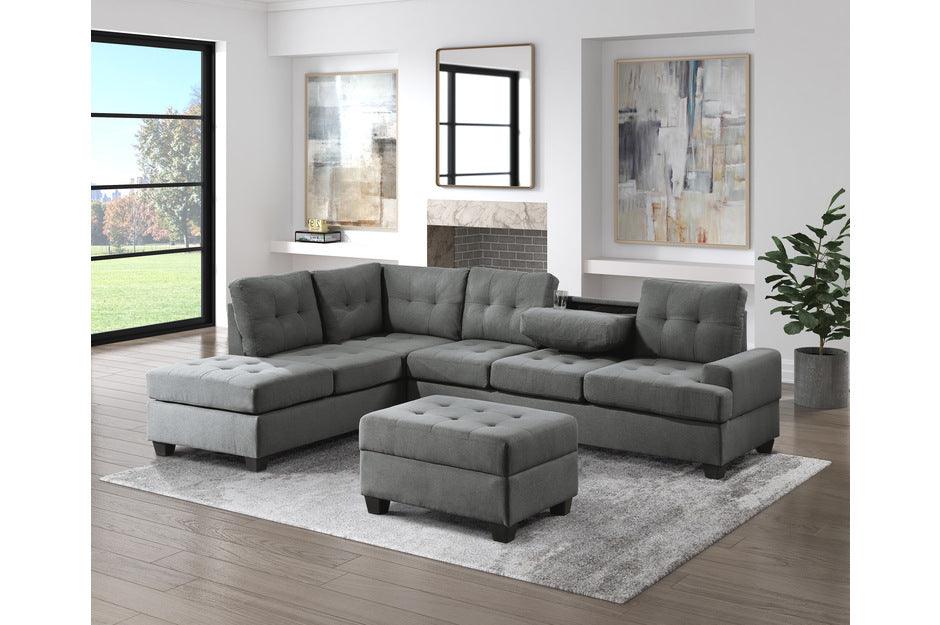 Homelegance - Dunstan 3-Piece Reversible Sectional With Ottoman In Dark Gray - 9367Dg*Sc-4