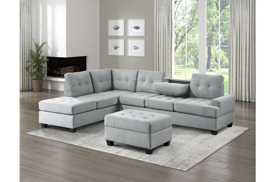 Homelegance - Dunstan 3-Piece Reversible Sectional With Ottoman In Light Gray - 9367Gy*Sc-4