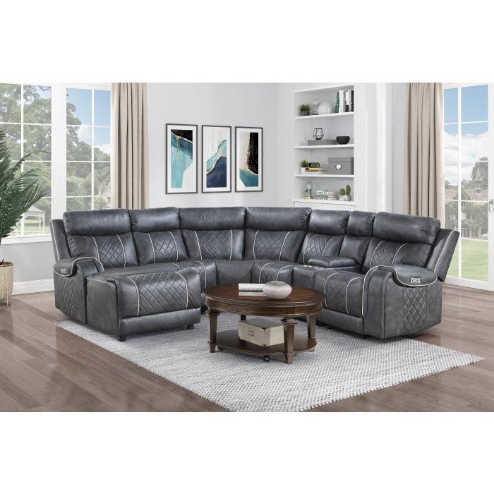Homelegance - Gabriel 6-Piece Modular Power Reclining Sectional With Left Chaise In Gray - 9377Gry*6Lcrrpw